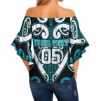 Custom Aotearoa Tapuika Off Shoulder Wrap Waist Top Maori Tribal Pattern