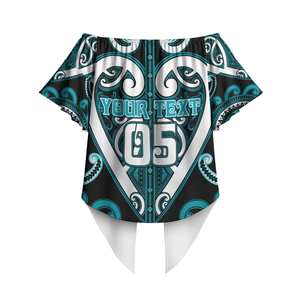 Custom Aotearoa Tapuika Off Shoulder Wrap Waist Top Maori Tribal Pattern