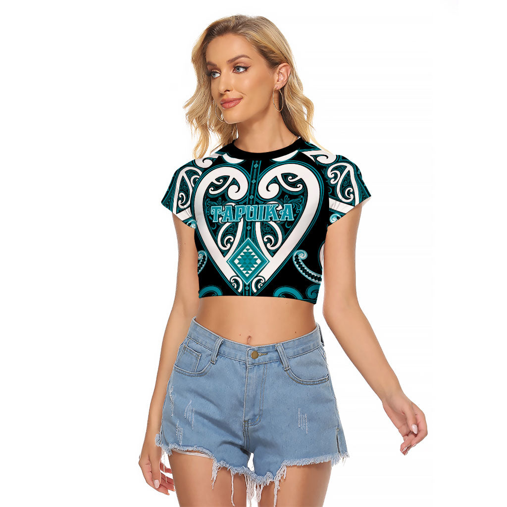 Custom Aotearoa Tapuika Raglan Cropped T Shirt Maori Tribal Pattern