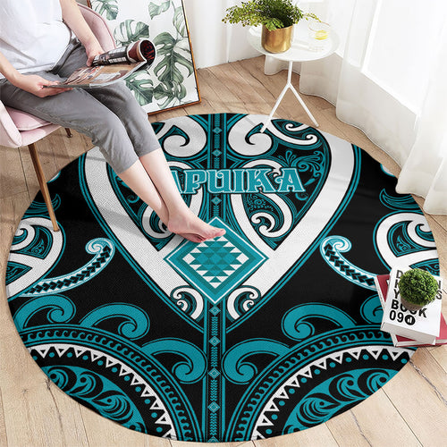 Aotearoa Tapuika Round Carpet Maori Tribal Pattern