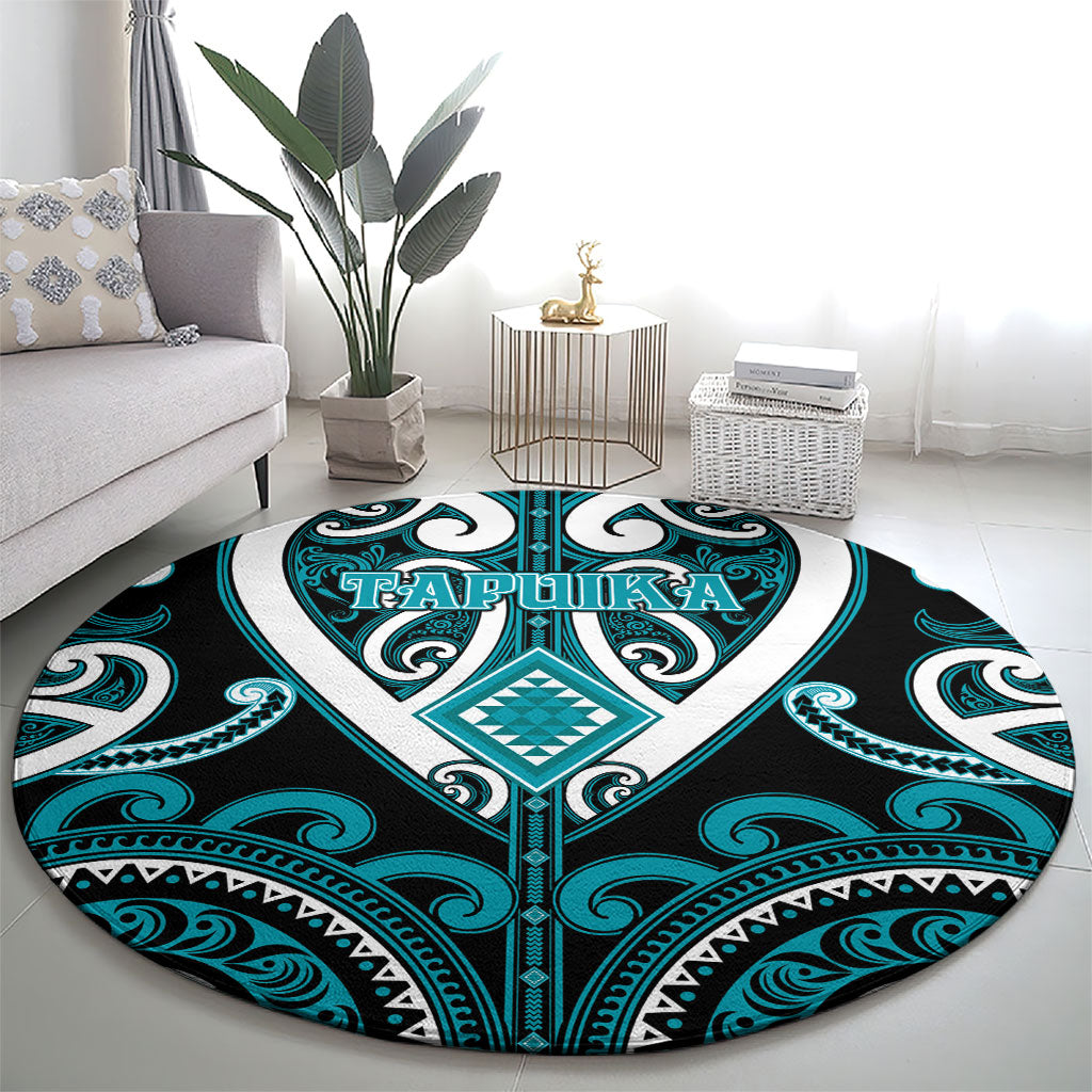 Aotearoa Tapuika Round Carpet Maori Tribal Pattern