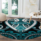 Aotearoa Tapuika Round Carpet Maori Tribal Pattern