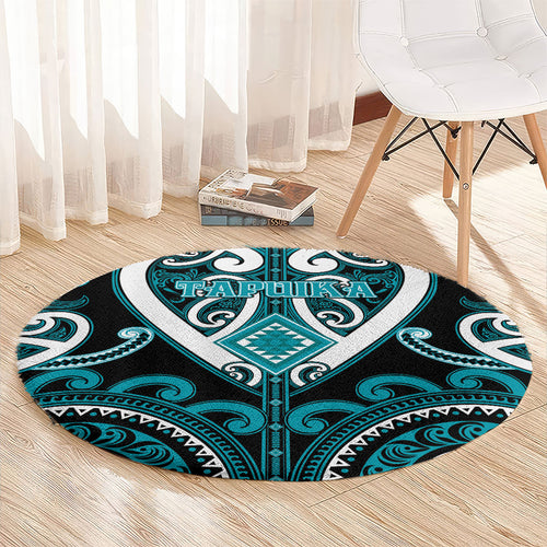 Aotearoa Tapuika Round Carpet Maori Tribal Pattern