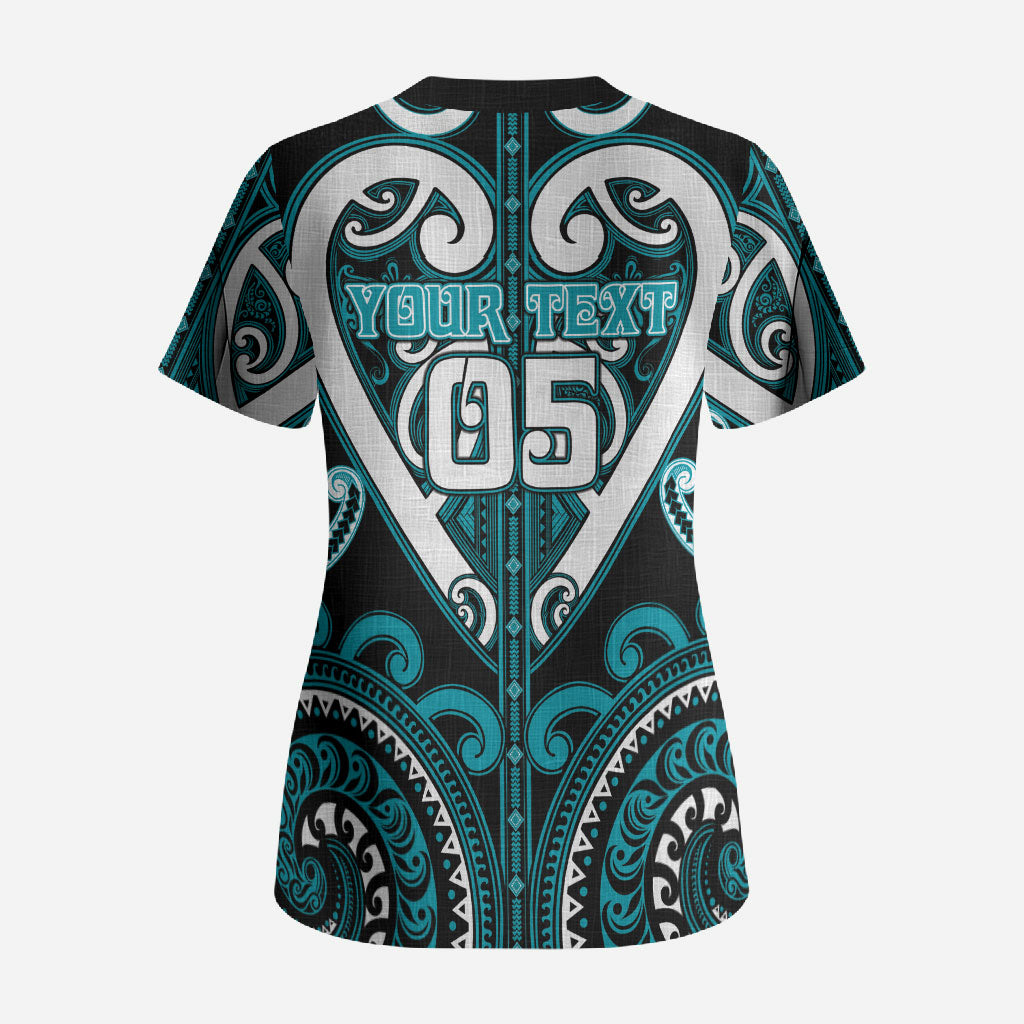 Custom Aotearoa Tapuika Scrub Top Maori Tribal Pattern