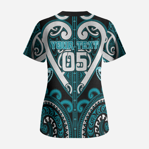 Custom Aotearoa Tapuika Scrub Top Maori Tribal Pattern