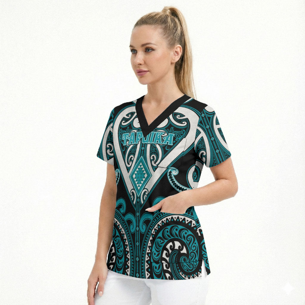 Custom Aotearoa Tapuika Scrub Top Maori Tribal Pattern