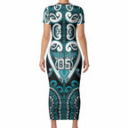 Custom Aotearoa Tapuika Short Sleeve Bodycon Dress Maori Tribal Pattern