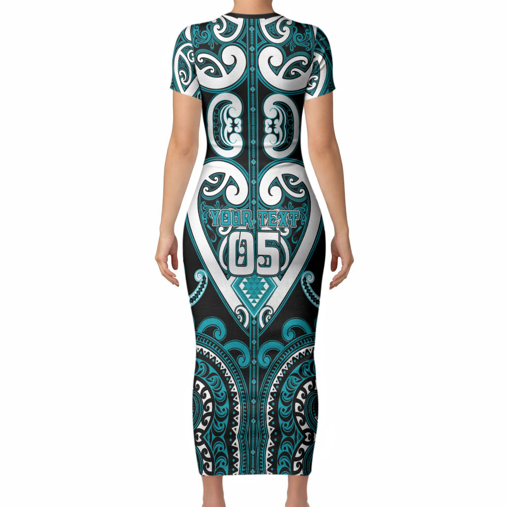 Custom Aotearoa Tapuika Short Sleeve Bodycon Dress Maori Tribal Pattern
