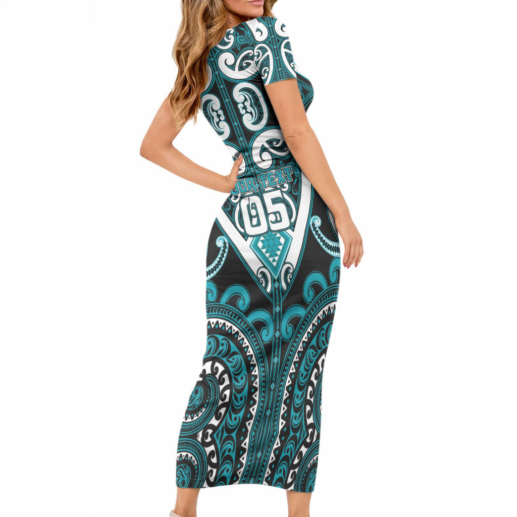 Custom Aotearoa Tapuika Short Sleeve Bodycon Dress Maori Tribal Pattern