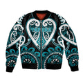 Custom Aotearoa Tapuika Sleeve Zip Bomber Jacket Maori Tribal Pattern