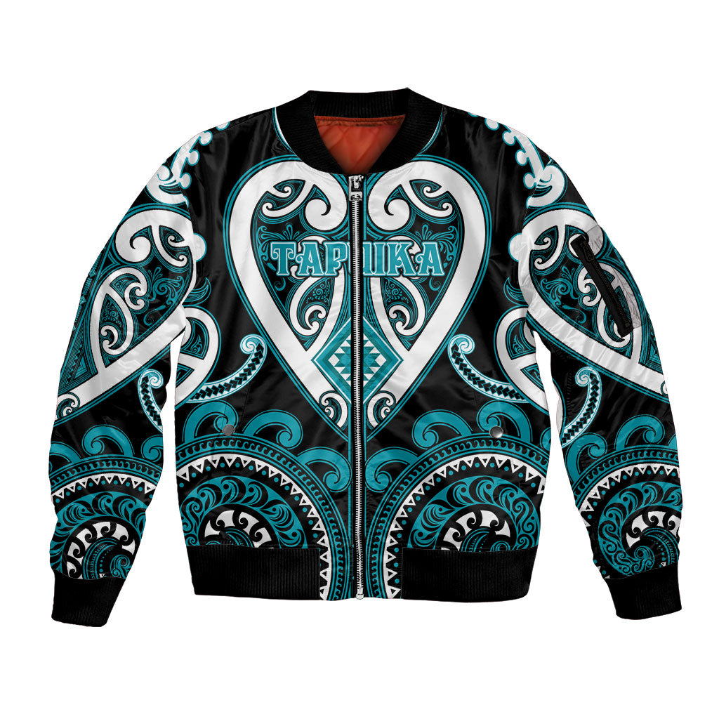 Custom Aotearoa Tapuika Sleeve Zip Bomber Jacket Maori Tribal Pattern