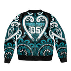 Custom Aotearoa Tapuika Sleeve Zip Bomber Jacket Maori Tribal Pattern