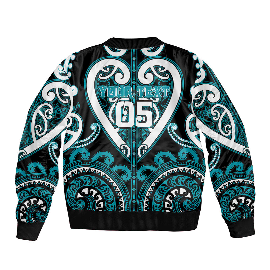 Custom Aotearoa Tapuika Sleeve Zip Bomber Jacket Maori Tribal Pattern