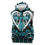 Custom Aotearoa Tapuika Sleeveless Hoodie Maori Tribal Pattern