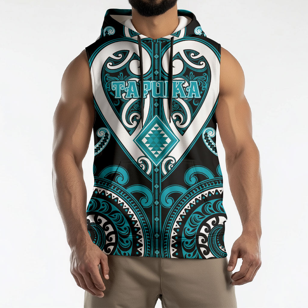 Custom Aotearoa Tapuika Sleeveless Hoodie Maori Tribal Pattern