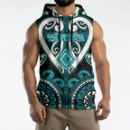 Custom Aotearoa Tapuika Sleeveless Hoodie Maori Tribal Pattern