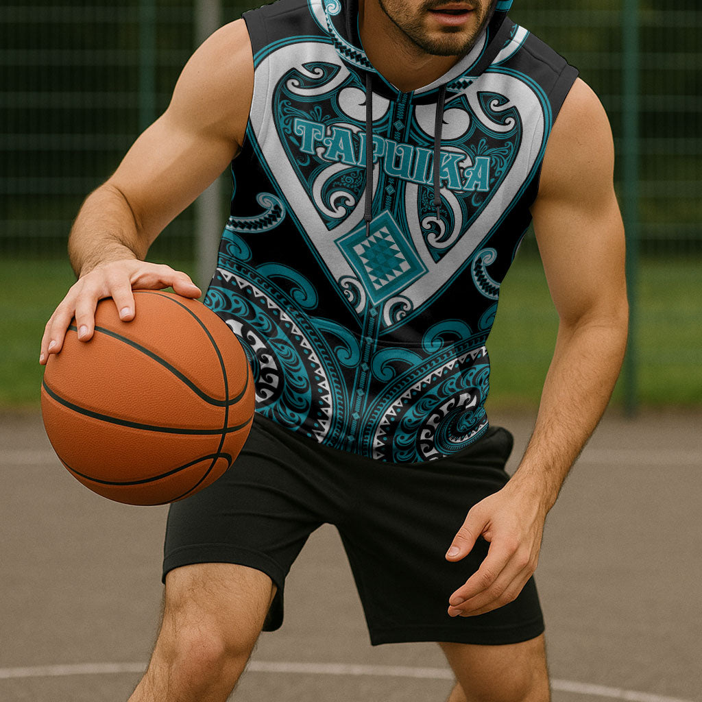 Custom Aotearoa Tapuika Sleeveless Hoodie Maori Tribal Pattern