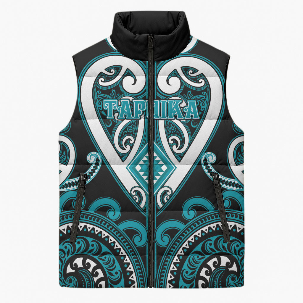 Custom Aotearoa Tapuika Sleeveless Puffer Jacket Maori Tribal Pattern