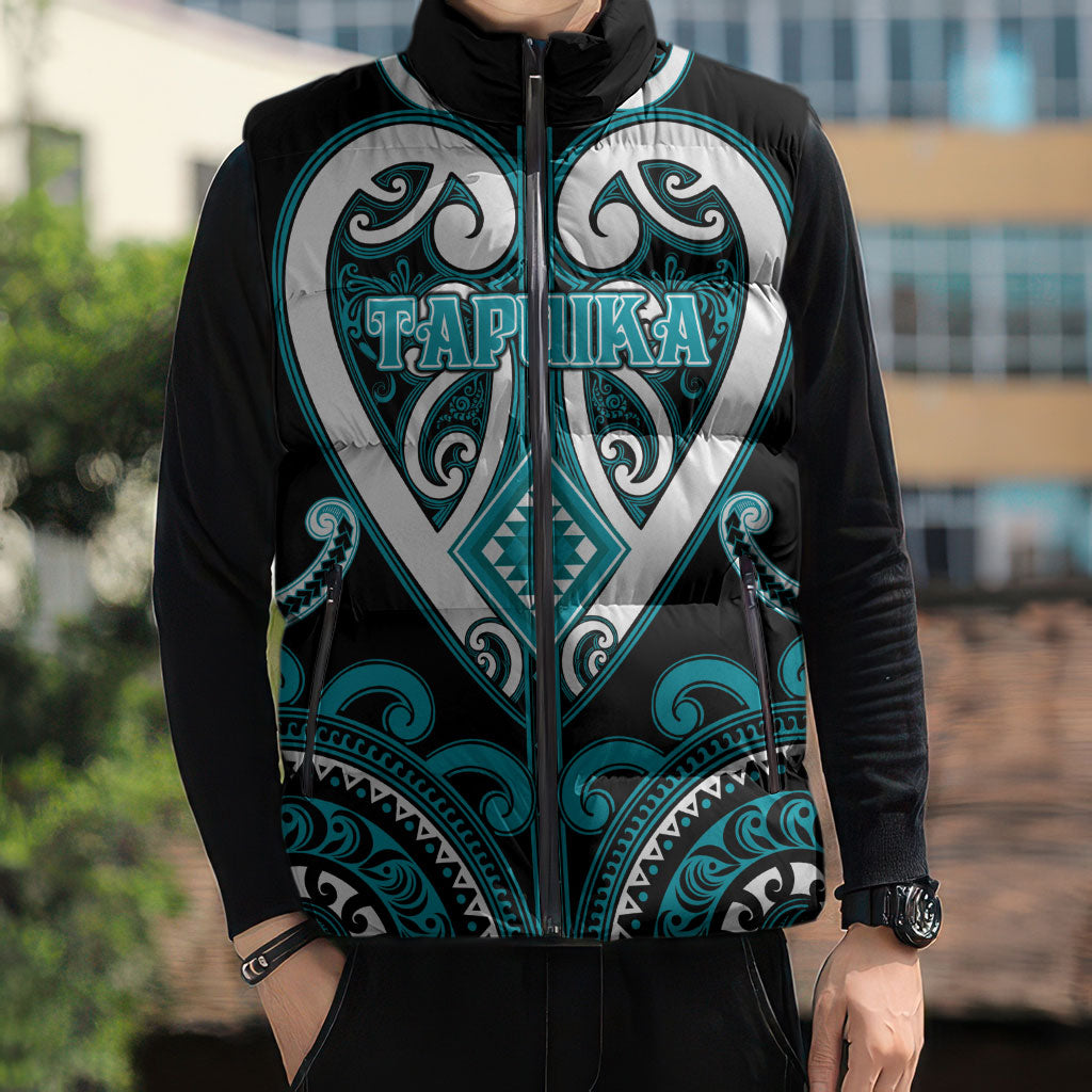 Custom Aotearoa Tapuika Sleeveless Puffer Jacket Maori Tribal Pattern