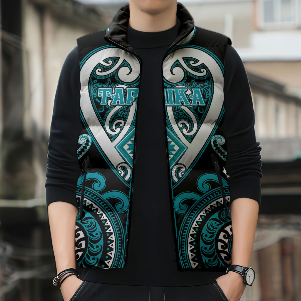 Custom Aotearoa Tapuika Sleeveless Puffer Jacket Maori Tribal Pattern