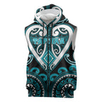 Custom Aotearoa Tapuika Sleeveless Zip Hoodie Maori Tribal Pattern