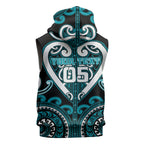 Custom Aotearoa Tapuika Sleeveless Zip Hoodie Maori Tribal Pattern