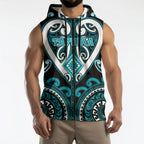 Custom Aotearoa Tapuika Sleeveless Zip Hoodie Maori Tribal Pattern