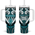 Custom Aotearoa Tapuika Tumbler With Handle Maori Tribal Pattern