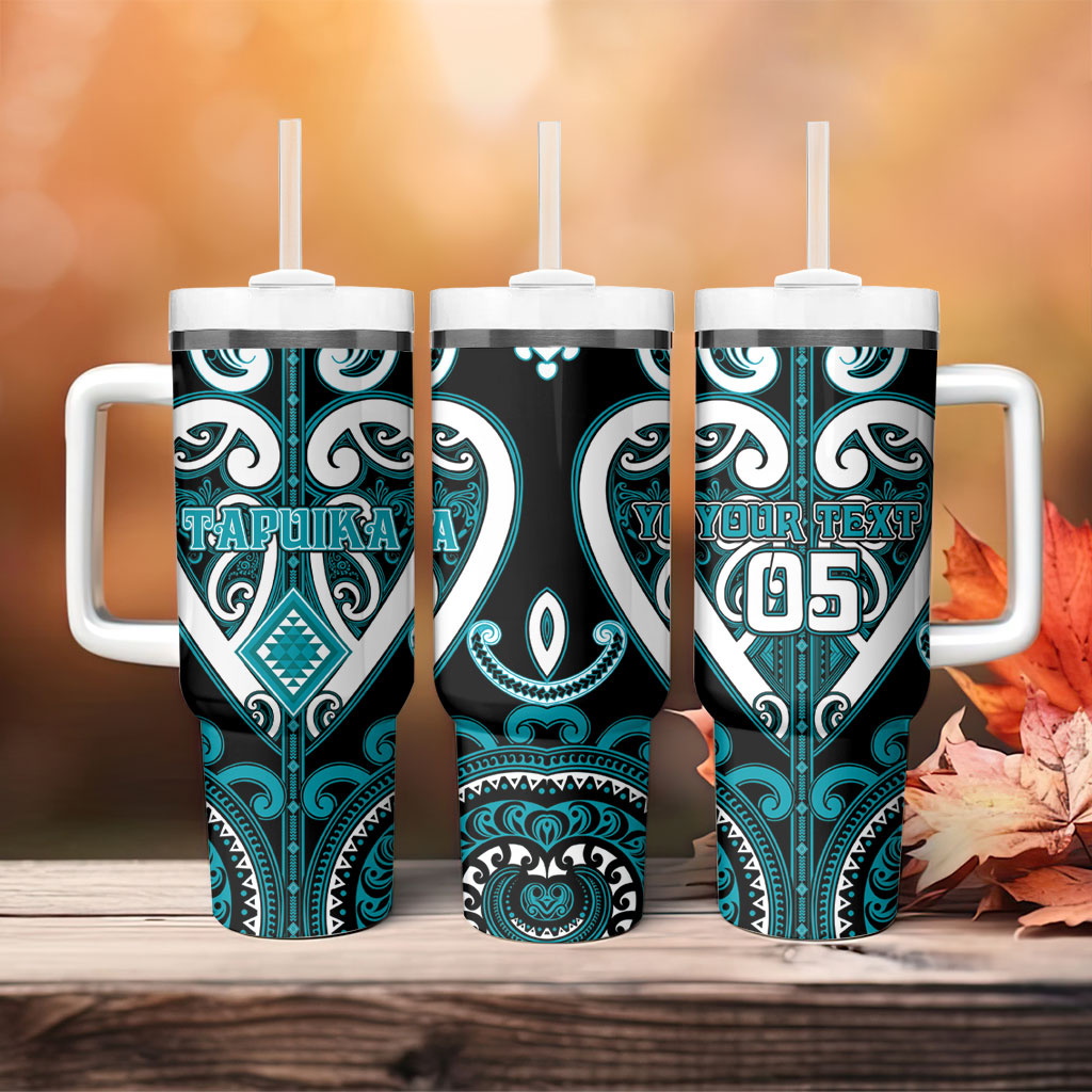 Custom Aotearoa Tapuika Tumbler With Handle Maori Tribal Pattern
