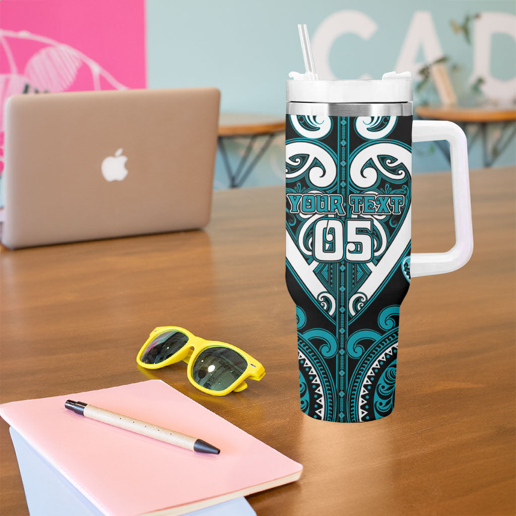 Custom Aotearoa Tapuika Tumbler With Handle Maori Tribal Pattern