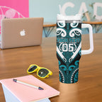 Custom Aotearoa Tapuika Tumbler With Handle Maori Tribal Pattern