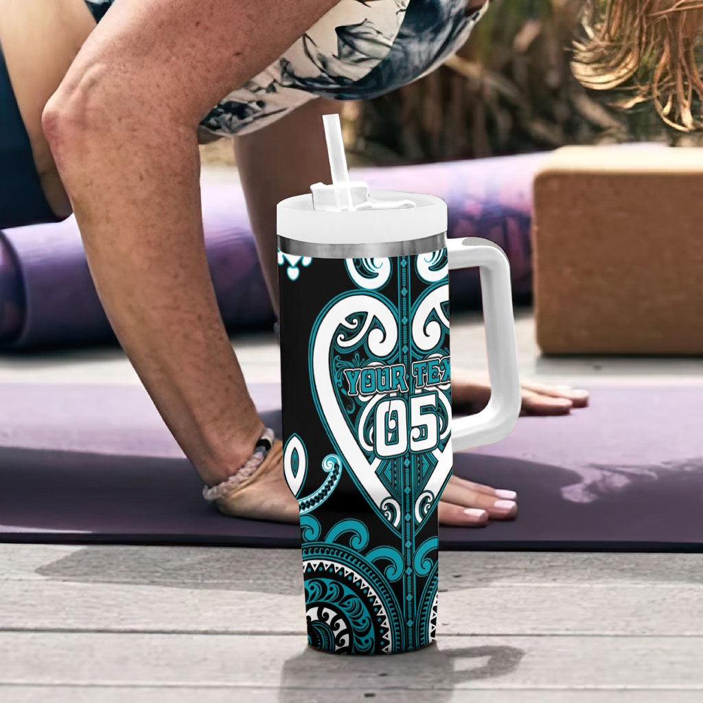 Custom Aotearoa Tapuika Tumbler With Handle Maori Tribal Pattern