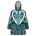 Custom Aotearoa Tapuika Wearable Blanket Hoodie Maori Tribal Pattern