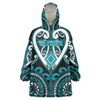 Custom Aotearoa Tapuika Wearable Blanket Hoodie Maori Tribal Pattern