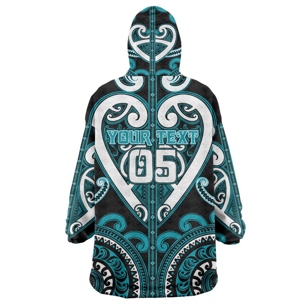 Custom Aotearoa Tapuika Wearable Blanket Hoodie Maori Tribal Pattern