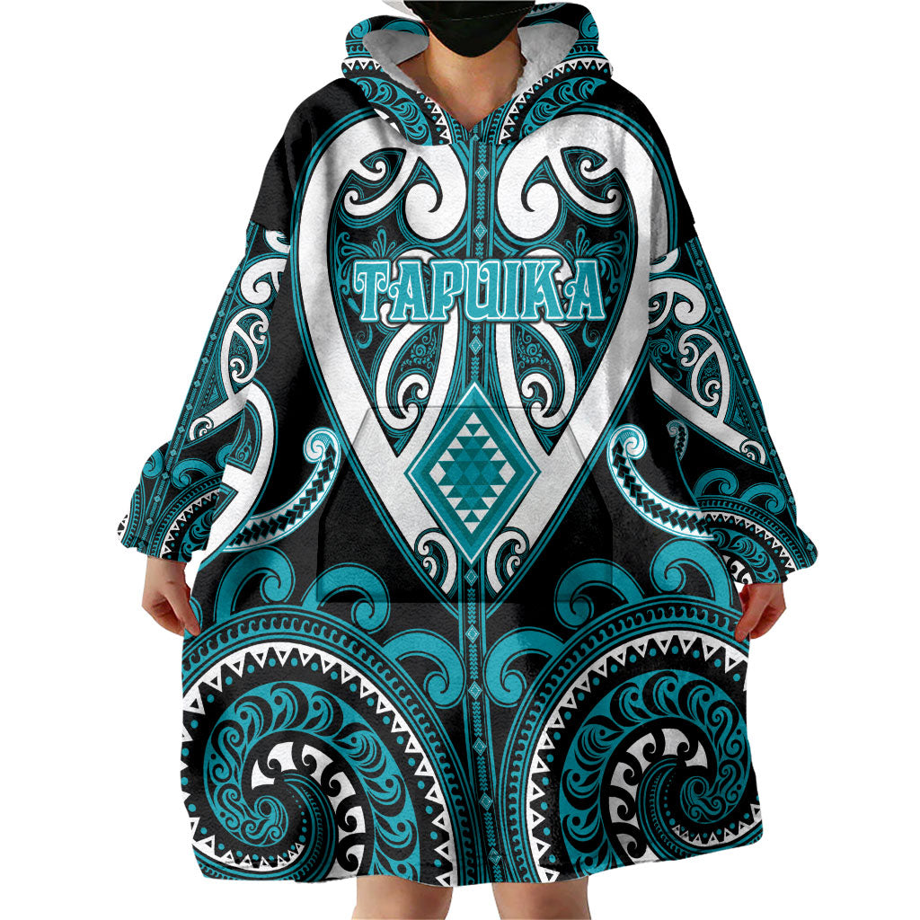 Custom Aotearoa Tapuika Wearable Blanket Hoodie Maori Tribal Pattern