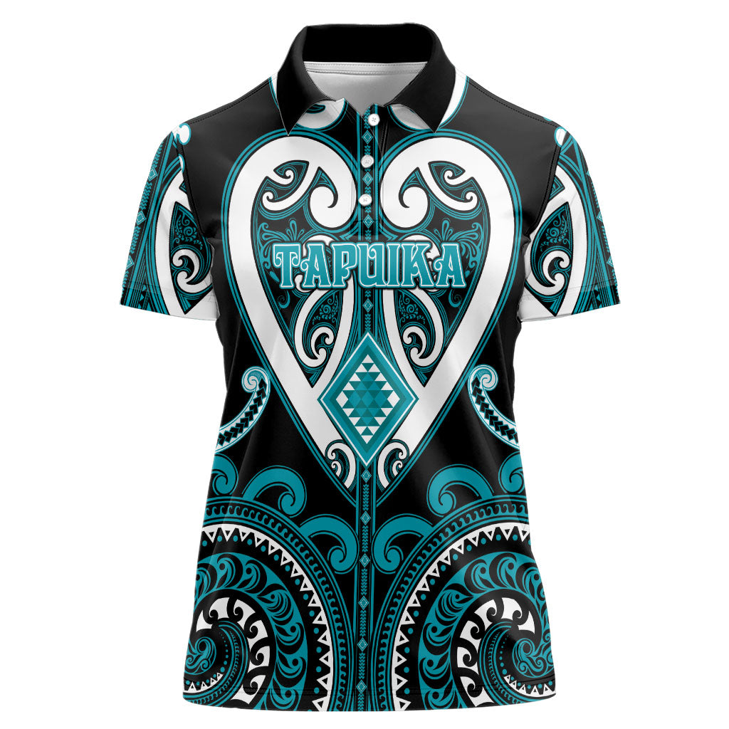 Custom Aotearoa Tapuika Women Polo Shirt Maori Tribal Pattern