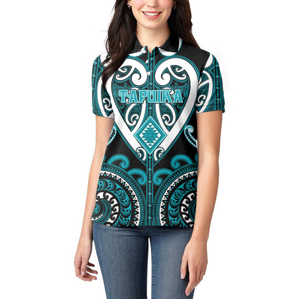 Custom Aotearoa Tapuika Women Polo Shirt Maori Tribal Pattern