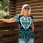 Custom Aotearoa Tapuika Women Polo Shirt Maori Tribal Pattern