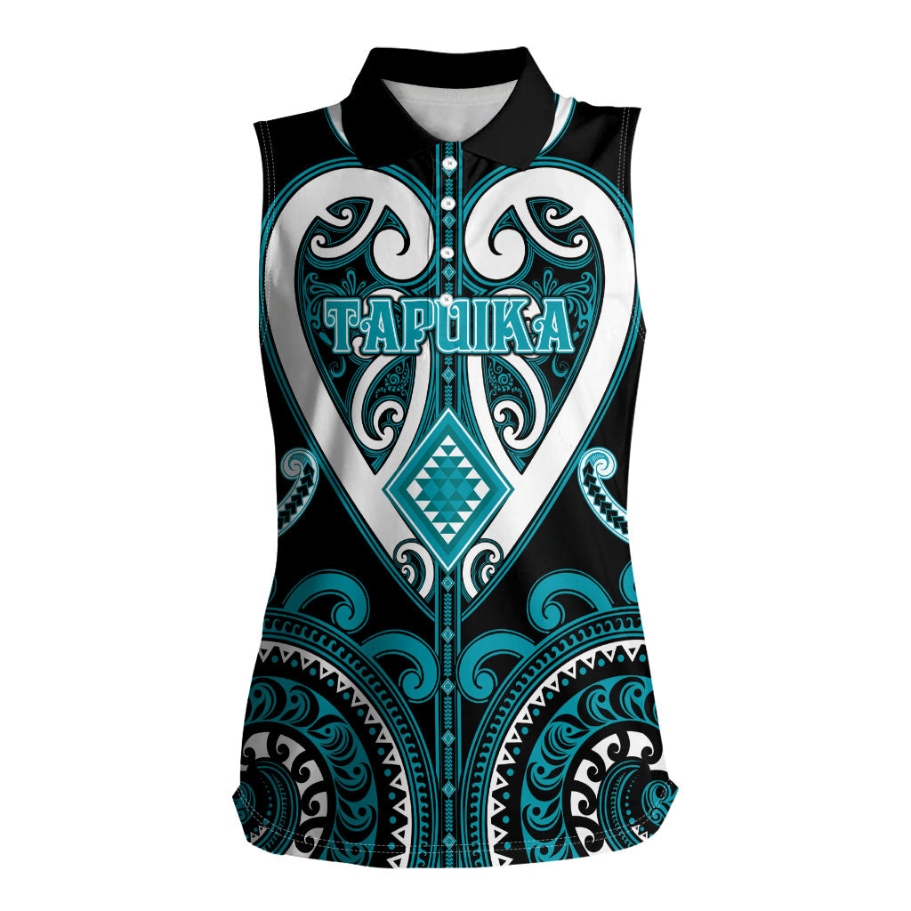 Custom Aotearoa Tapuika Women Sleeveless Polo Shirt Maori Tribal Pattern