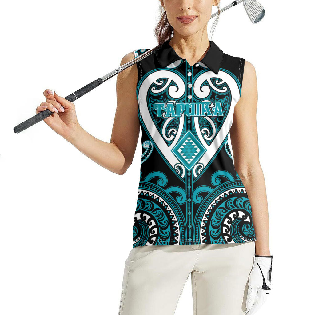 Custom Aotearoa Tapuika Women Sleeveless Polo Shirt Maori Tribal Pattern