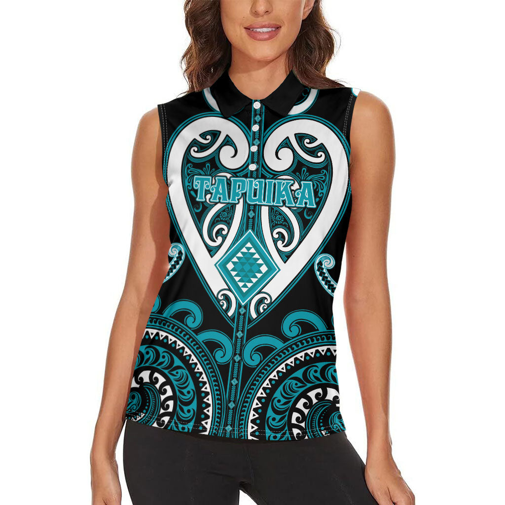 Custom Aotearoa Tapuika Women Sleeveless Polo Shirt Maori Tribal Pattern