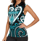 Custom Aotearoa Tapuika Women Sleeveless Polo Shirt Maori Tribal Pattern