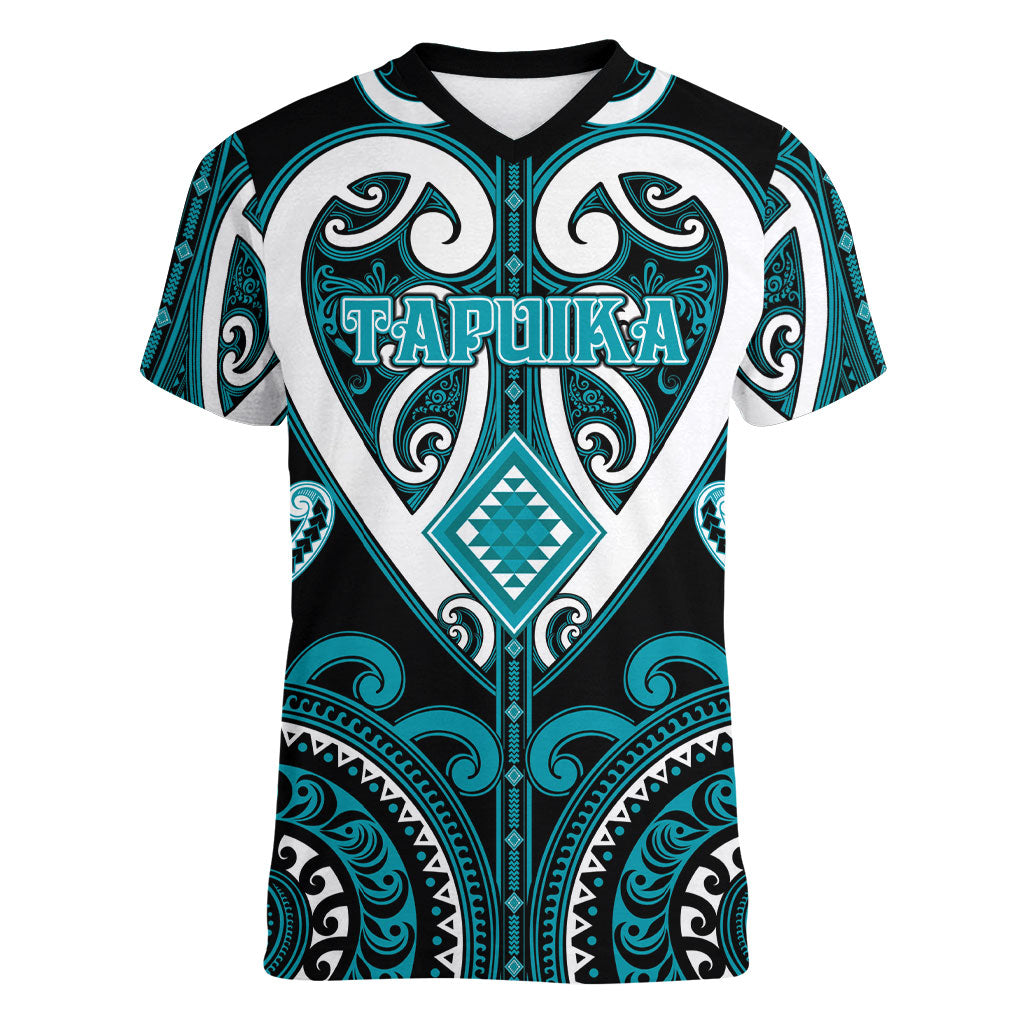 Custom Aotearoa Tapuika Women V-Neck T-Shirt Maori Tribal Pattern