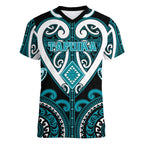 Custom Aotearoa Tapuika Women V-Neck T-Shirt Maori Tribal Pattern