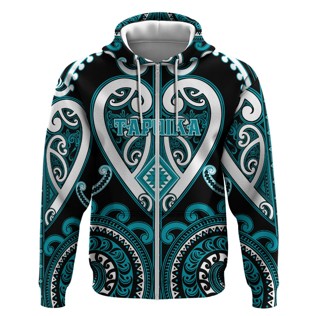 Custom Aotearoa Tapuika Zip Hoodie Maori Tribal Pattern
