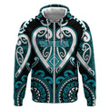 Custom Aotearoa Tapuika Zip Hoodie Maori Tribal Pattern