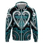 Custom Aotearoa Tapuika Zip Hoodie Maori Tribal Pattern