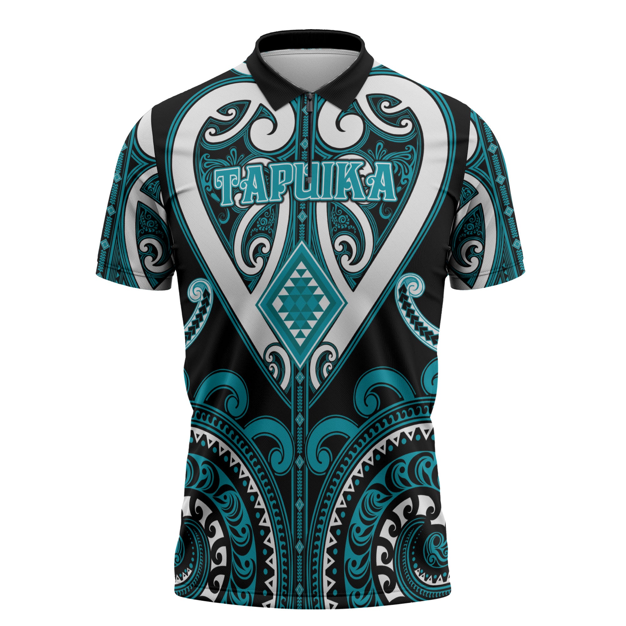 Custom Aotearoa Tapuika Zipper Polo Shirt Maori Tribal Pattern