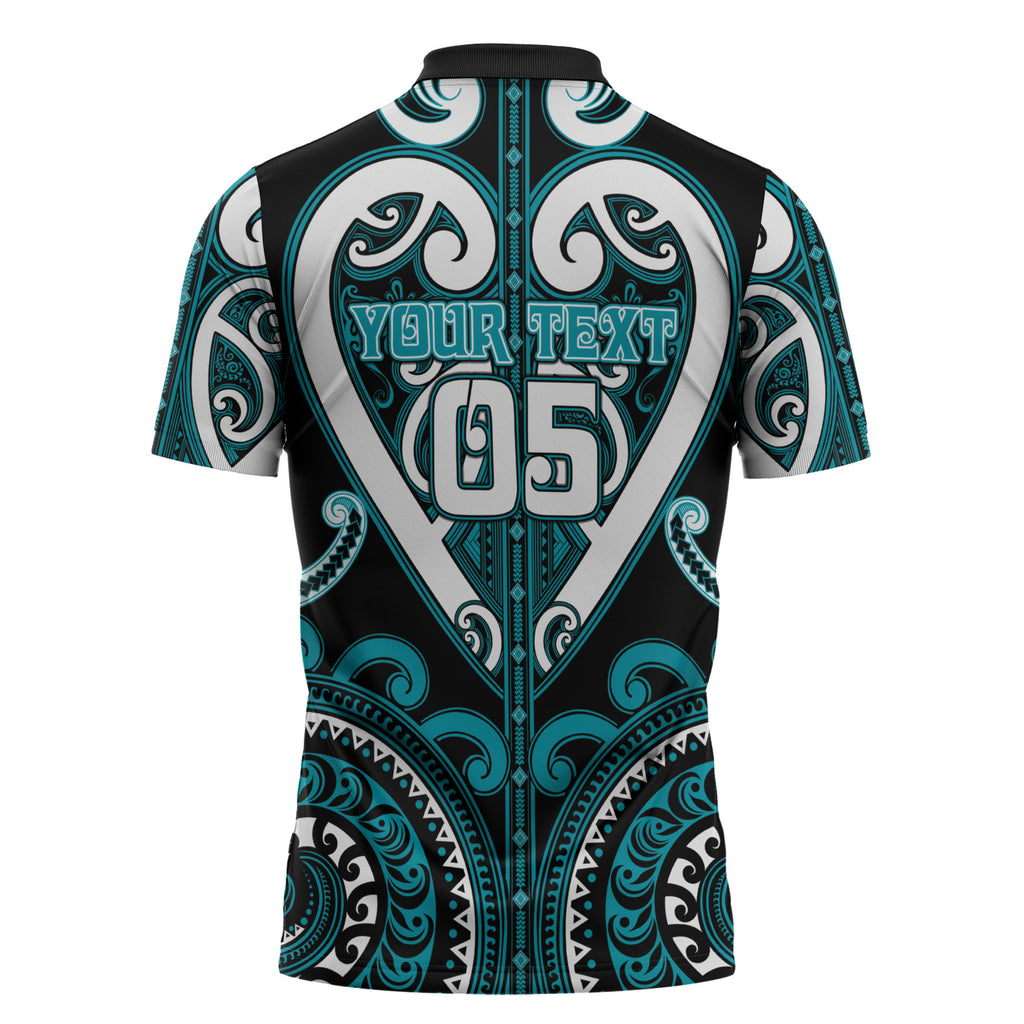 Custom Aotearoa Tapuika Zipper Polo Shirt Maori Tribal Pattern